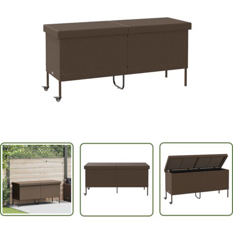 vidaXL Boîte rangement jardin roues marron 160x55x75 cm résine tressée