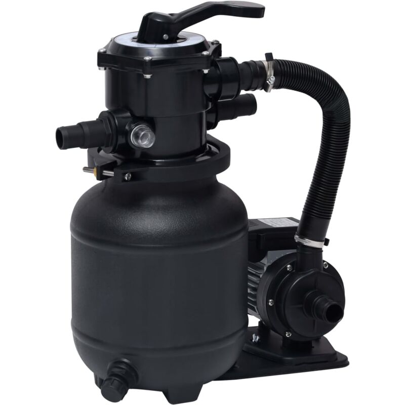 

vidaXL Bomba de filtro de arena piscina con válvula 7 posiciones 18L - Negro