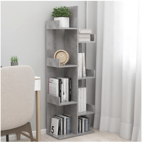 vidaXL Book Cabinet Concrete Grey 48x25.5x140 cm Engineered Wood