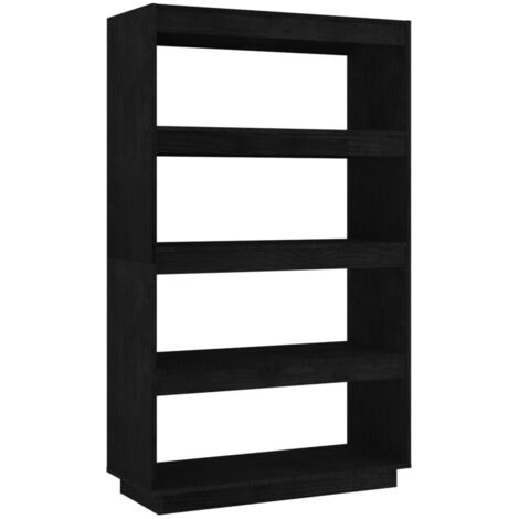 vidaXL Book Cabinet/Room Divider Black 80x35x135 cm Solid Wood Pine