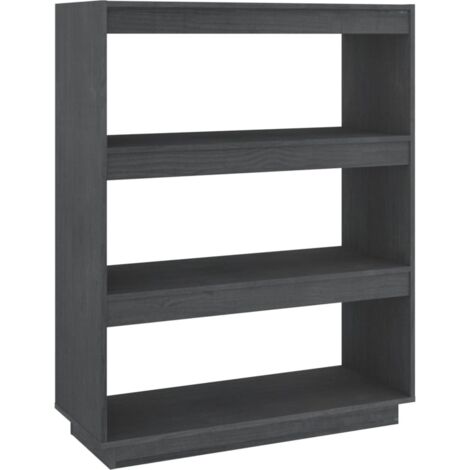 vidaXL Book Cabinet/Room Divider Grey 80x35x103 cm Solid Wood Pine