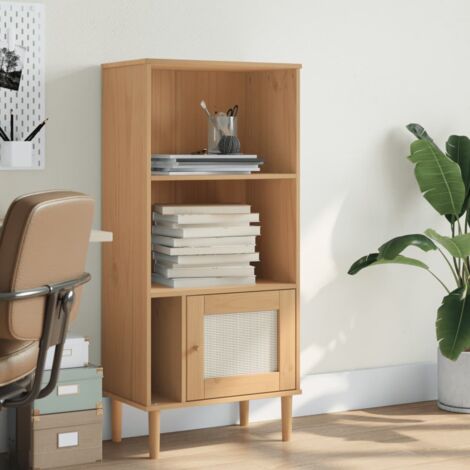 vidaXL Bookcase "SENJA" Rattan Look Brown 60x35x130 cm Solid Wood Pine