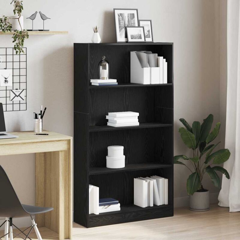 4-tier Bookcase Black Oak 80x24x143 Cm Engineered Wood Vidaxl