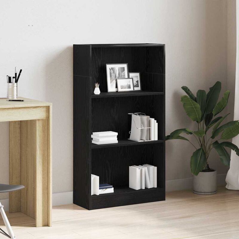 Bookcase Black Oak 60x24x109 Cm Engineered Wood Vidaxl