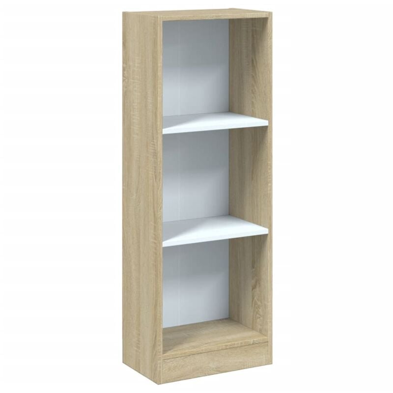 Vidaxl - 3-Tier Book Cabinet White and Sonoma Oak 40x24x109 cm Engineered Wood