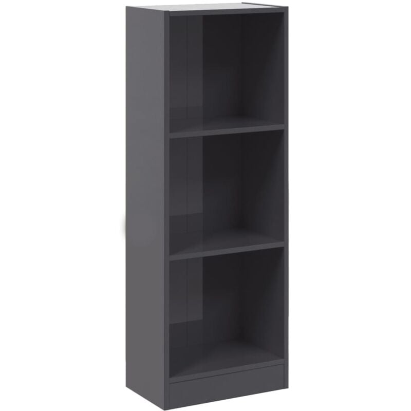 Vidaxl - 3-Tier Book Cabinet High Gloss Grey 40x24x109 cm Engineered Wood