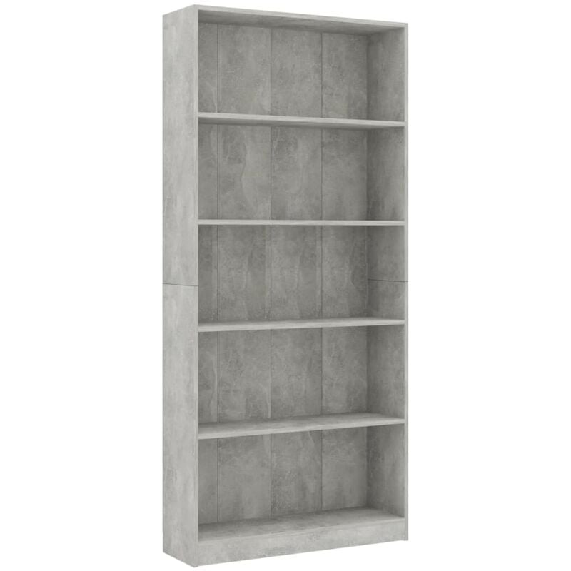 Vidaxl - 5-Tier Book Cabinet Concrete Grey 80x24x175 cm Engineered Wood