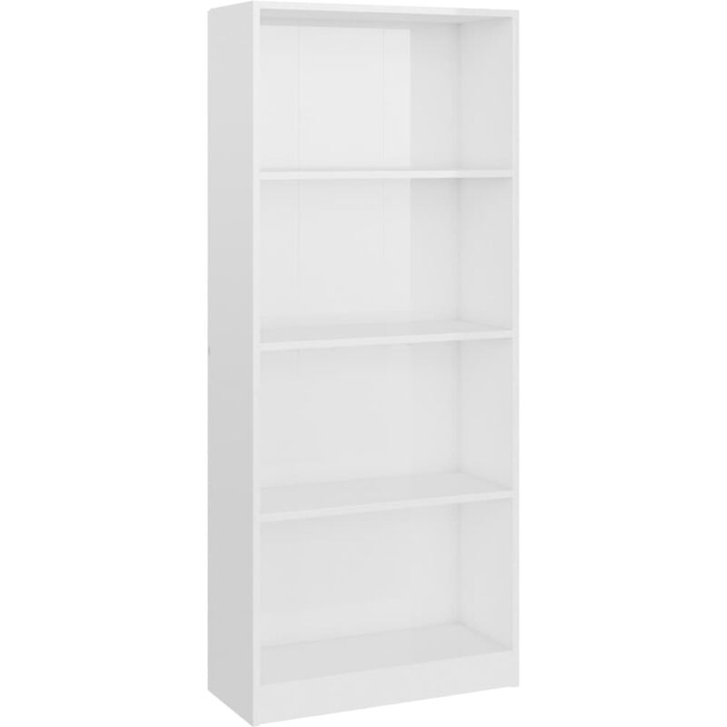 Vidaxl - 4-Tier Book Cabinet High Gloss White 60x24x142 cm Engineered Wood