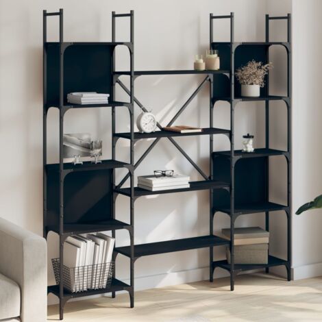 vidaXL Bookshelf Black 155,5x24x166,5 cm Engineered Wood
