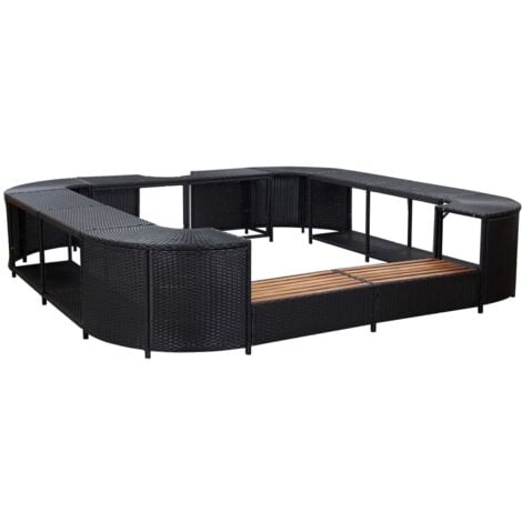 vidaXL Borde de jacuzzi cuadrado ratán sintético negro 268x268x55 cm - Negro