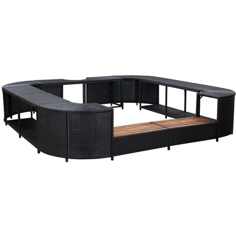 vidaXL Borde de jacuzzi cuadrado ratán sintético negro 268x268x55 cm - Negro