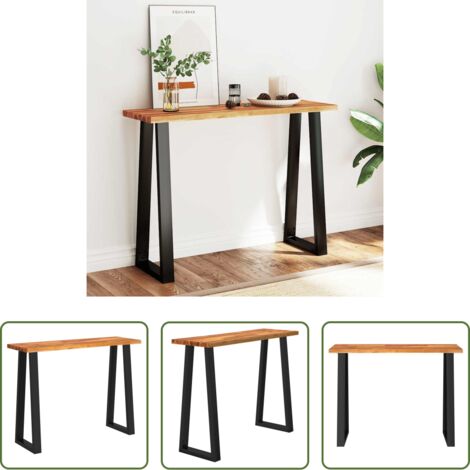 vidaXL Borde vivo -  Mesa consola con borde vivo madera maciza acacia 110x35x80 cm
