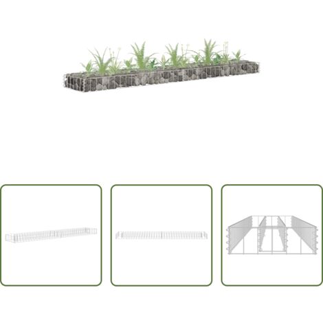 vidaXL Bordes de jardín -  Arriate de gaviones de acero galvanizado 180x30x10 cm