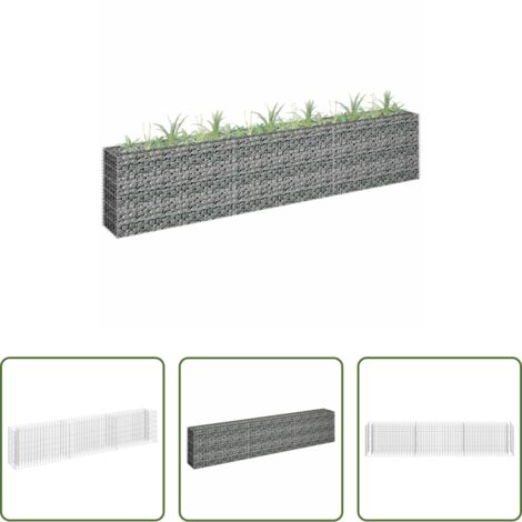 vidaXL Bordes de jardín -  Arriate de gaviones de acero galvanizado 270x30x60 cm