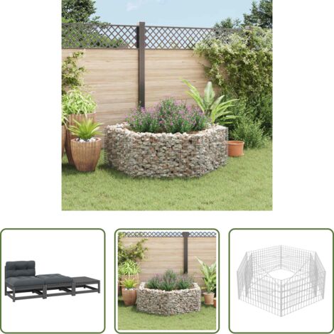 vidaXL Bordes para jardín -  Arriate hexagonal de gaviones 160x140x50 cm