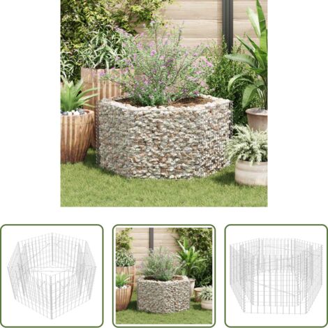 vidaXL Bordes para plantas -  Arriate hexagonal de gaviones 100x90x50 cm