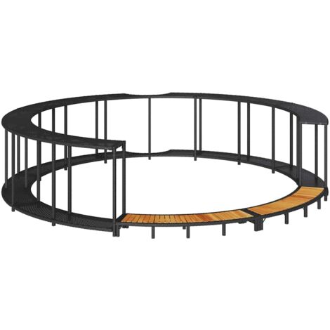vidaXL Bordo per Vasca da Spa con Portaoggetti&Gradino Polyrattan Nero