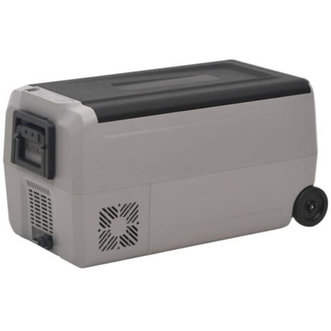 vidaXL Borsa Frigo con Manico e Ruote Nera e Grigia 50 L PP e PE