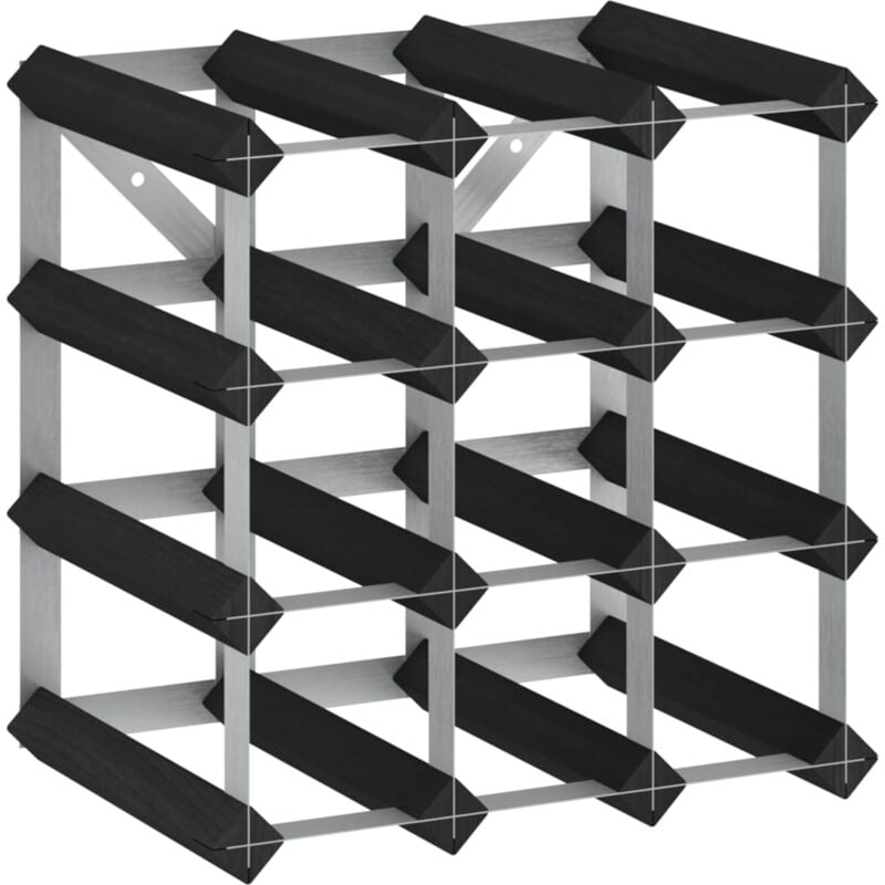 

vidaXL Botellero para 12 botellas madera maciza de pino negro - Negro