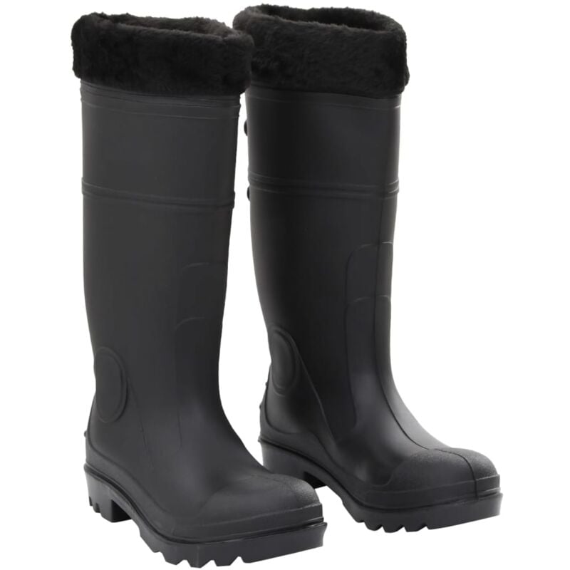 Vidaxl - Bottes de pluie avec chaussettes amovibles noir taille 38 pvc