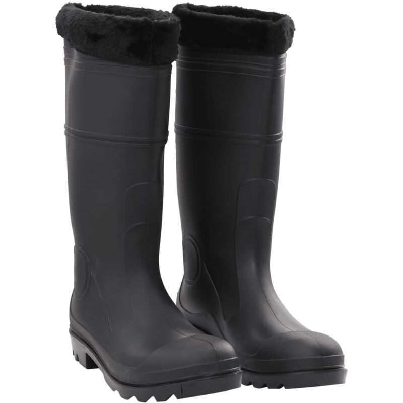 Bottes de pluie avec chaussettes amovibles noir taille 46 pvc - Vidaxl