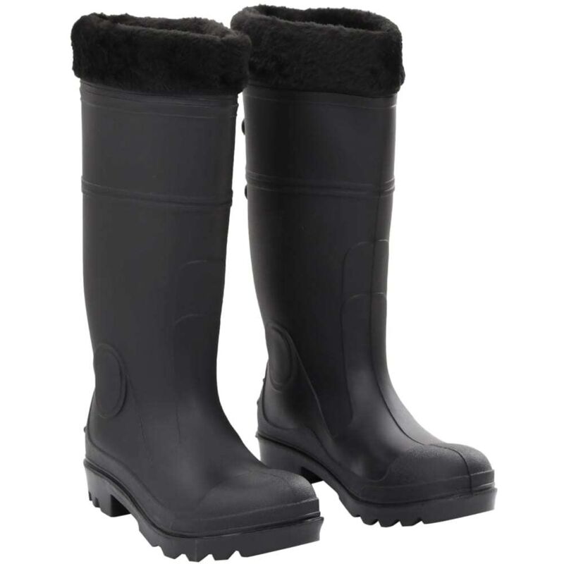 Bottes de pluie avec chaussettes amovibles noir taille 38 pvc - Vidaxl
