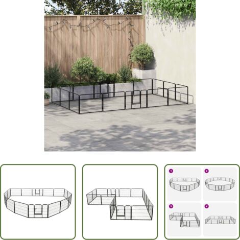 vidaXL Box per cani all'interno -  Box per Cani con 16 Pannelli in Acciaio 60x80 cm Nero