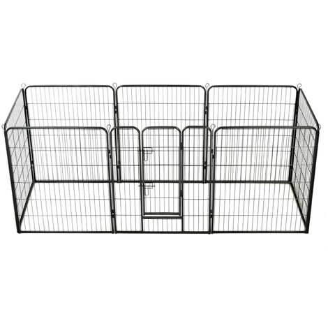 vidaXL Box per Cani con 8 Pannelli in Acciaio 80x100 cm Nero