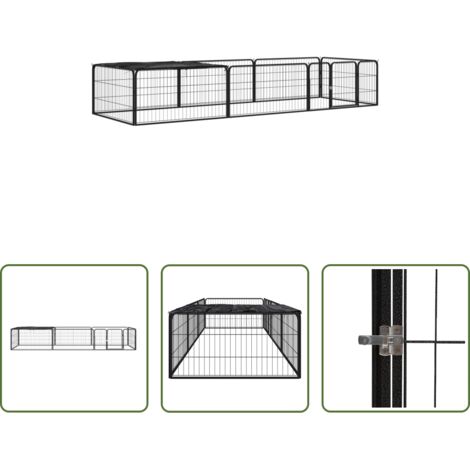 vidaXL Box per cani esterni -  Box Cani 8 Pannelli Nero 100x50 cm Acciaio Verniciato Polvere