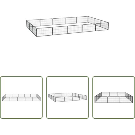 vidaXL Box per cani in acciaio -  Box Cani 16 Pannelli Nero 100x50 cm Acciaio Verniciato Polvere