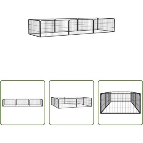 vidaXL Box per cani in acciaio -  Box Cani 8 Pannelli Nero 100x50 cm Acciaio Verniciato Polvere