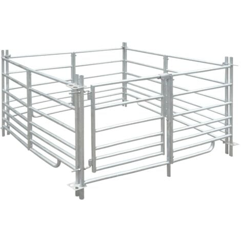 vidaXL Box per Pecore in Acciaio Zincato a 4 Pannelli 137x137x92 cm