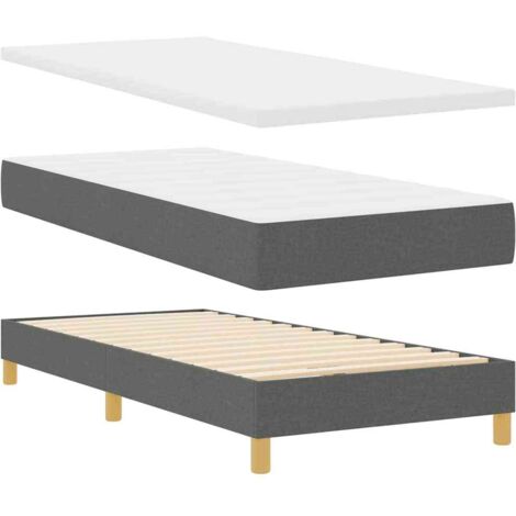 vidaXL Box Spring Bed with Mattress, Dark Grey, 90x190 cm Fabric