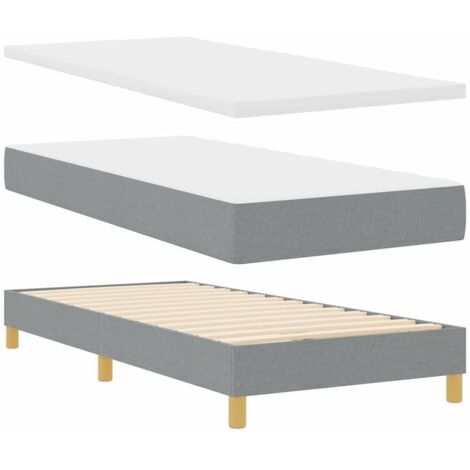 vidaXL Box Spring Bed with Mattress Light Grey 80x200 cm Fabric