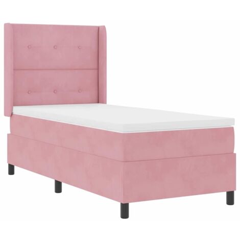 vidaXL Boxspringbett mit Kopfteil Rosa 90 x 190 cm Samt