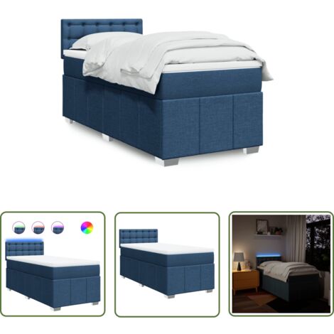 vidaXL Boxspringbett mit Matratze Blau 100x200 cm Stoff