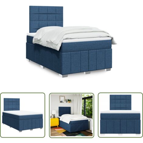 vidaXL Boxspringbett mit Matratze Blau 120x200 cm Stoff
