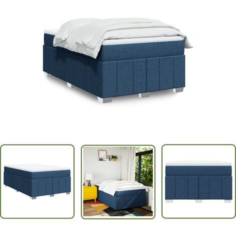vidaXL Boxspringbett mit Matratze Blau 120x200 cm Stoff
