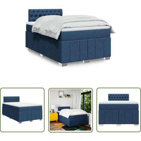 vidaXL Boxspringbett mit Matratze Blau 120x200 cm Stoff