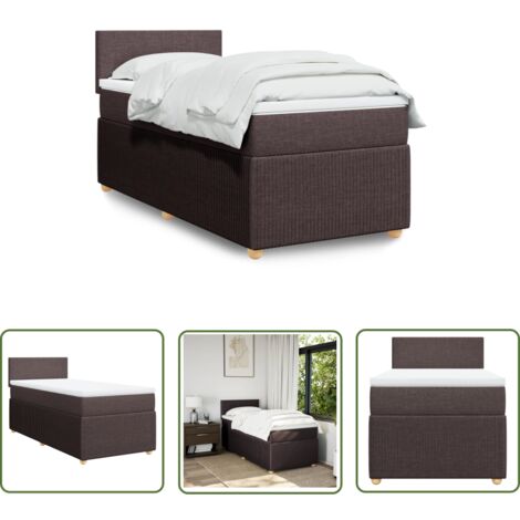 vidaXL Boxspringbett mit Matratze Dunkelbraun 100x200 cm Stoff