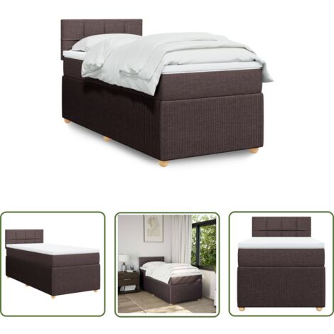 vidaXL Boxspringbett mit Matratze Dunkelbraun 100x200 cm Stoff