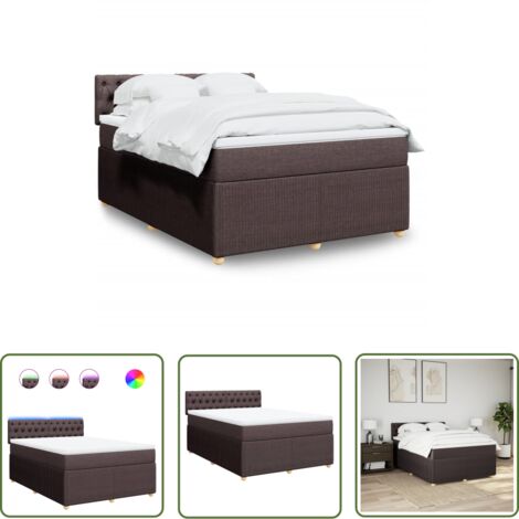 vidaXL Boxspringbett mit Matratze Dunkelbraun 140x200 cm Stoff