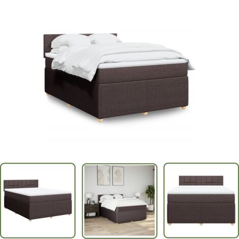vidaXL Boxspringbett mit Matratze Dunkelbraun 140x200 cm Stoff
