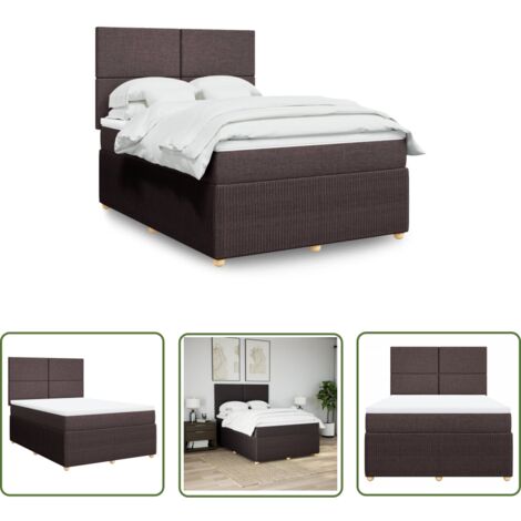 vidaXL Boxspringbett mit Matratze Dunkelbraun 140x200 cm Stoff