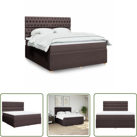 vidaXL Boxspringbett mit Matratze Dunkelbraun 180x200 cm Stoff