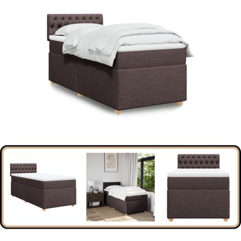 vidaXL Boxspringbett mit Matratze Dunkelbraun 90x200 cm Stoff