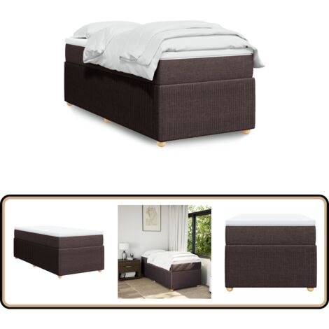 vidaXL Boxspringbett mit Matratze Dunkelbraun 90x200 cm Stoff
