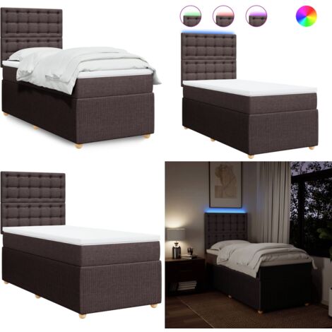 vidaXL Boxspringbett mit Matratze Dunkelbraun 90x200 cm Stoff