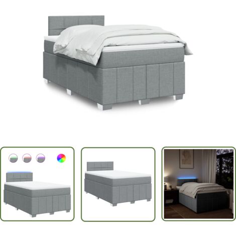 vidaXL Boxspringbett mit Matratze Hellgrau 120x190 cm Stoff