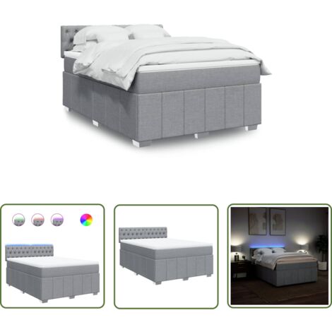 vidaXL Boxspringbett mit Matratze Hellgrau 140x190 cm Stoff